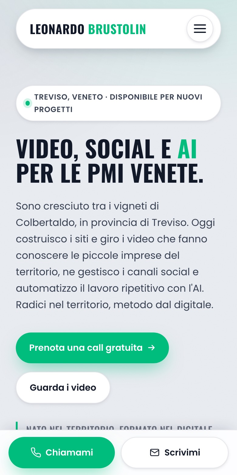 Lo stesso sito visto da telefono